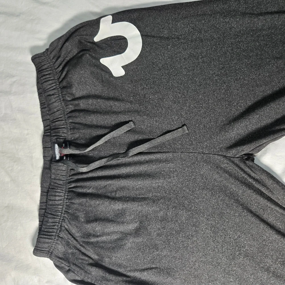 True Religion Mens Jogger Lounge Pants Charcoal Gray Horseshoe‎ Logo Large